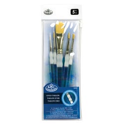 Royal & Langnickel Soft Grip Starter Golden Taklon Fiber Paint Brush Set, Assorted Size, Set of 5 Item Number 408548
