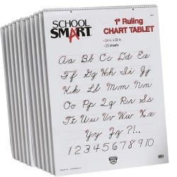 School Smart Chart Paper Pad, 24 x 32 Inches, 1 Inch Rule, 25 Sheets, Pack of 12