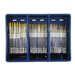 Royal & Langnickel Soft Grip Golden Taklon Brush Classroom Pack, Assorted Rounds, Set of 72 410288