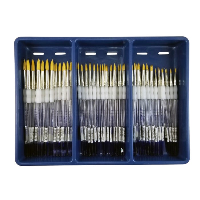 Royal & Langnickel Soft Grip Golden Taklon Brush Classroom Pack, Assorted Rounds, Set of 72
