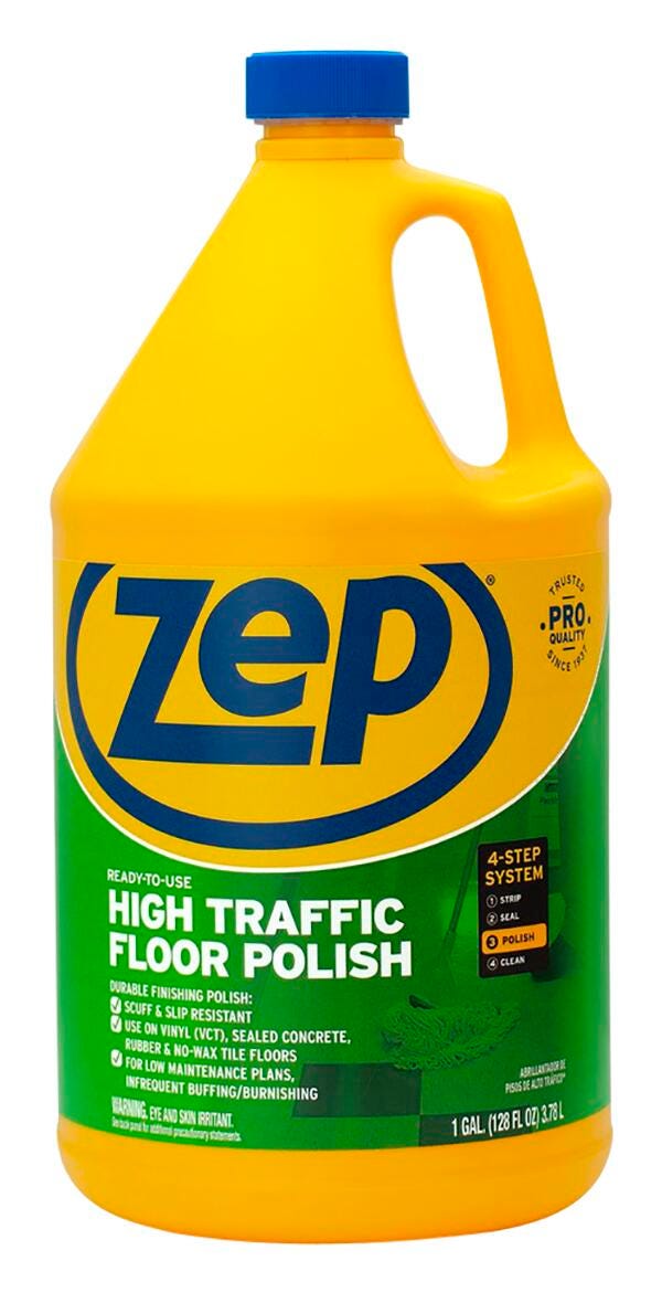Zep Commercial High-Traffic Floor Finish, 128 Fluid Ounces, Green, Carton of 4, Item Number 2050298