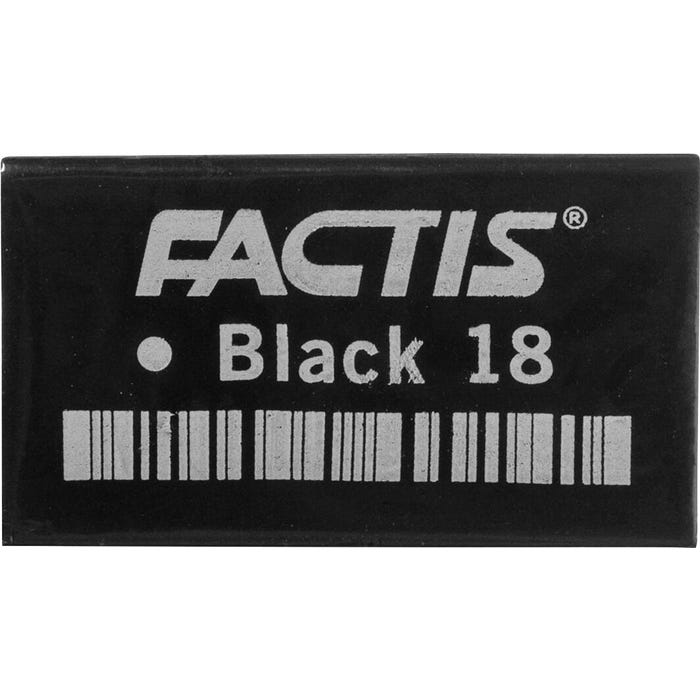Factis Magic Latex-Free Eraser, 1-5/8 x 1 x 7/16 Inches, Black, Pack of 18