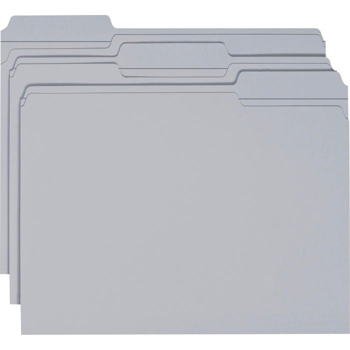 Smead Reinforced File Folders, Letter Size, 1/3 Cut Tabs, Gray, Pack of 100