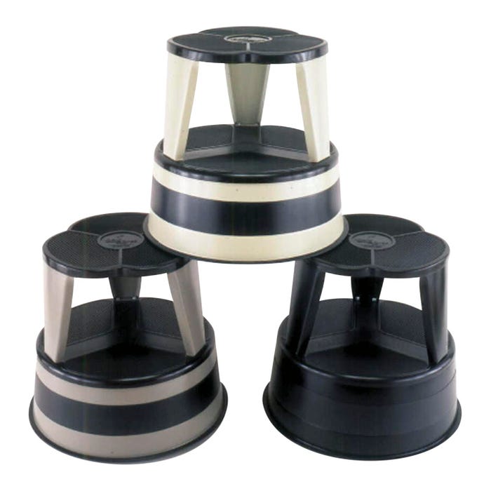 Kik Step Step Stool with Caster, 14-Inch Seat, Steel, Gray