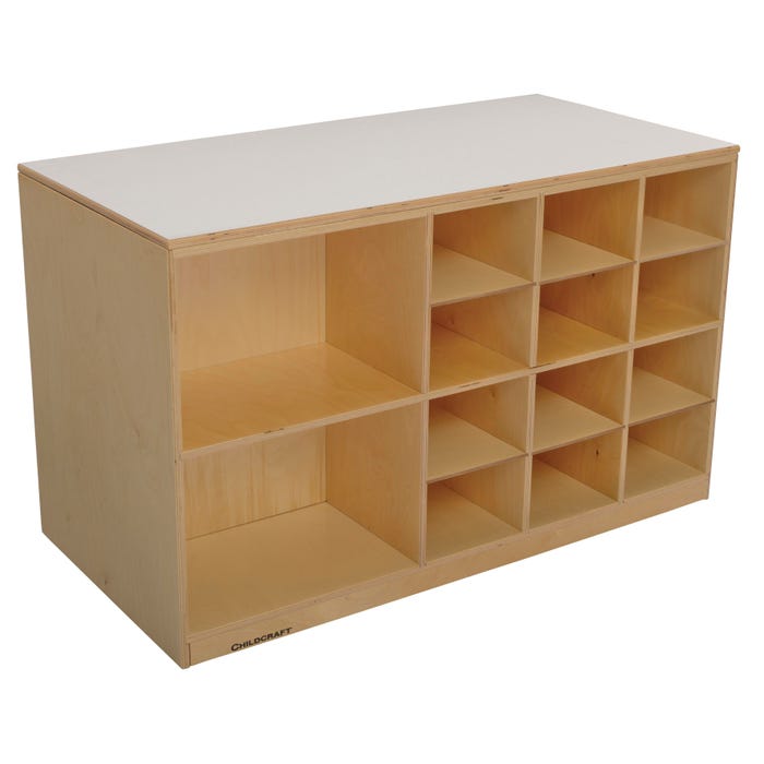 Childcraft Mobile Double-Sided Storage Unit, Wooden, 47-3/4 x 23-3/4 x 30 Inches