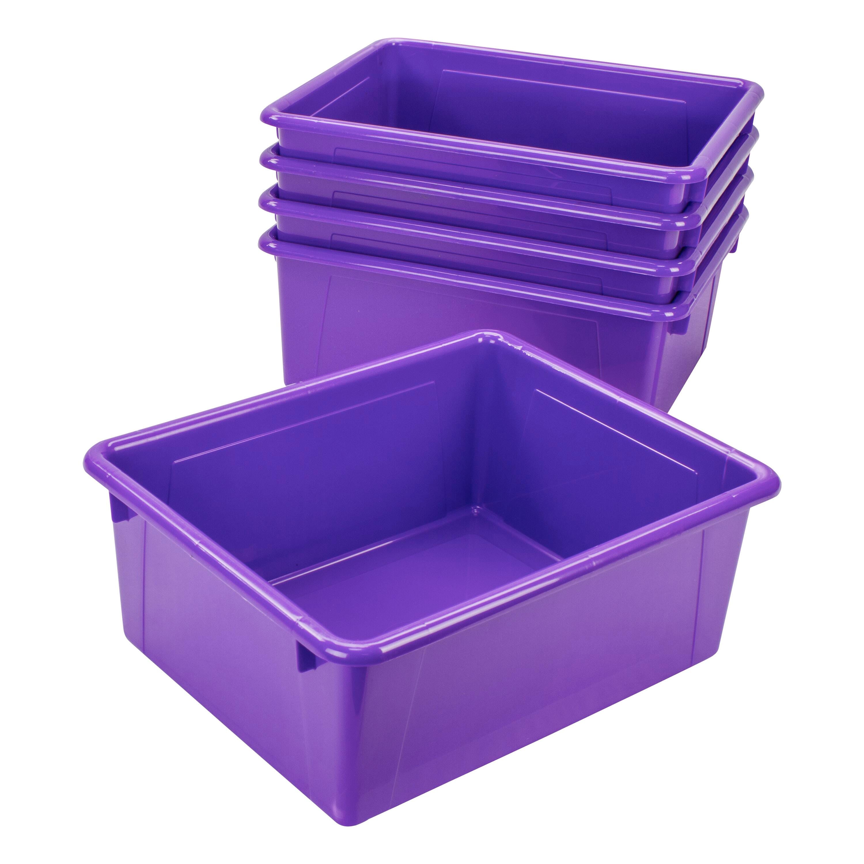 School Smart Deep Storage Bins, Letter Size, 10-3/4 x 13-3/8 x 5-1/4 Inches, Violet, Pack of 5 2012824