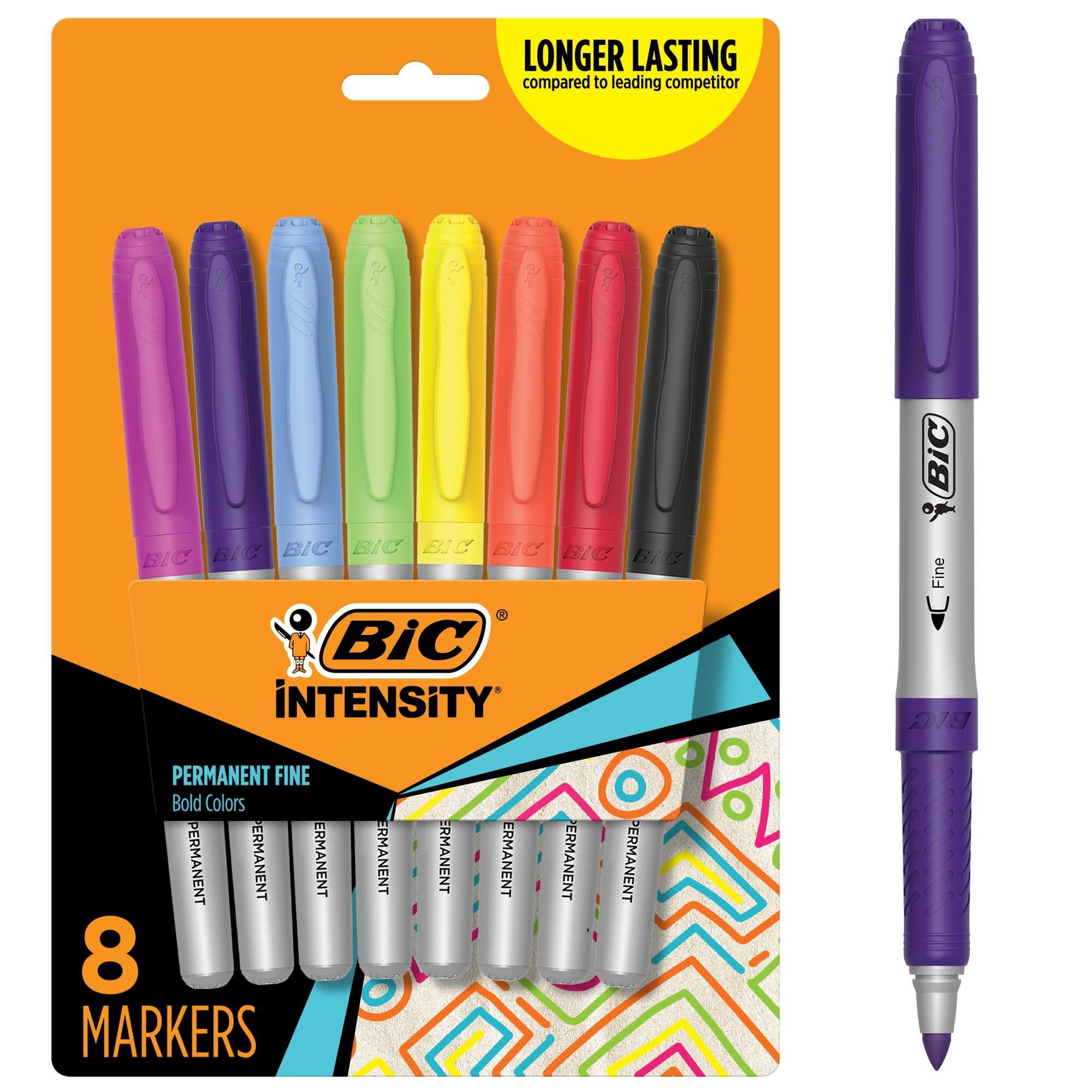 Image for BIC Intensity Permanent Markers, Fine Tip, Assorted Colors, Set of 8 from School Specialty