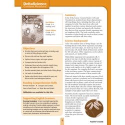 Delta Science Content Readers Cells and Classification Red and Purple Teacher's Guide, Item Number 1278147