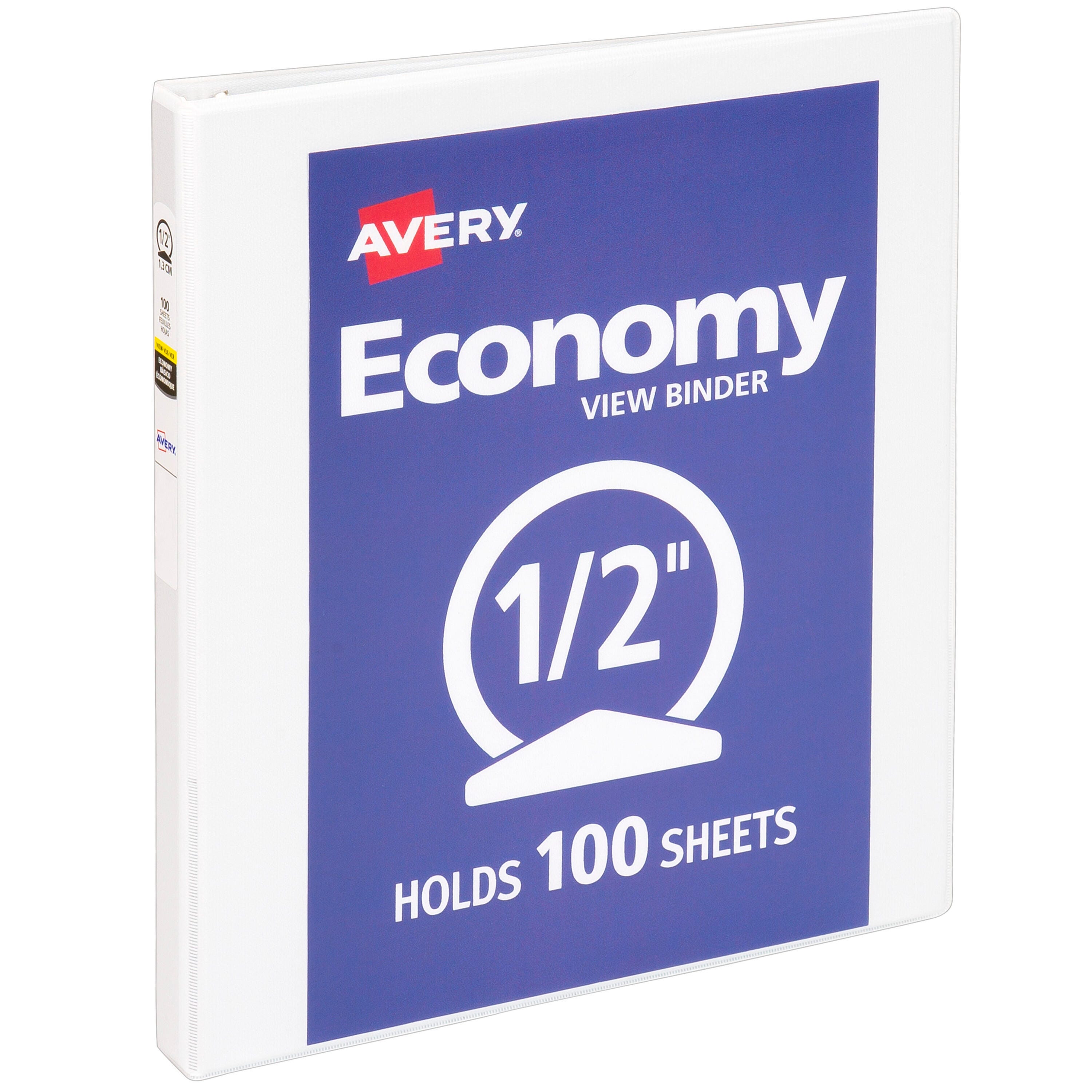 Avery Economy Round Ring View Binder, 1/2 Inch, White 1565388