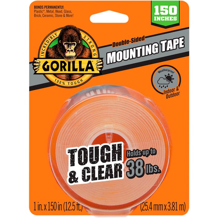 Gorilla Glue Tough & Clear Mounting Tape, 1 Inch x 12-1/2 Feet, Clear