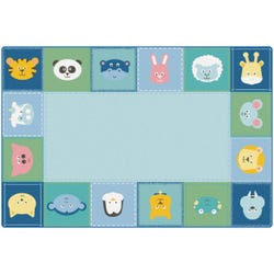 Carpets for Kids KIDSoft Baby Animals Border Rug, 8 x 12 Feet, Rectangle, Blue, Item Number 1576129