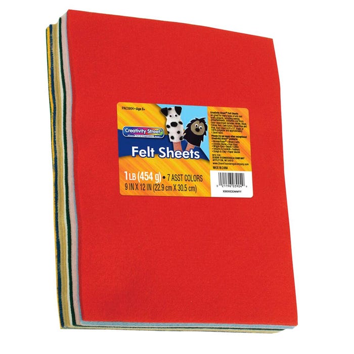 Creativity Street Felt, 7 Assorted Colors, 9 x 12 Inches, 1 lb.
