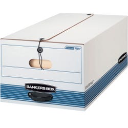 Bankers Box Liberty File Storage Box, Legal Size, 10 x 12 x 24 Inches, White/Blue, Pack of 4, Item Number 1327537