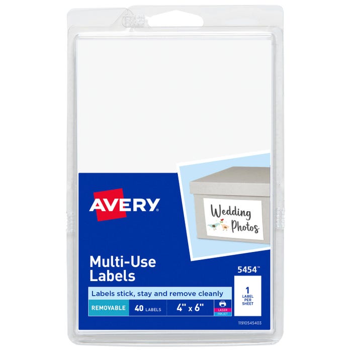 Avery Removable ID Labels, 4 x 6 Inches, Pack of 40