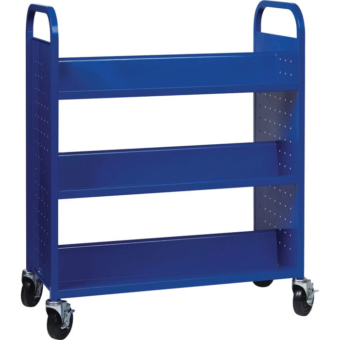 Lorell Book Cart, Double-Sided, 38 x 18 x 46-1/4 Inches, Blue