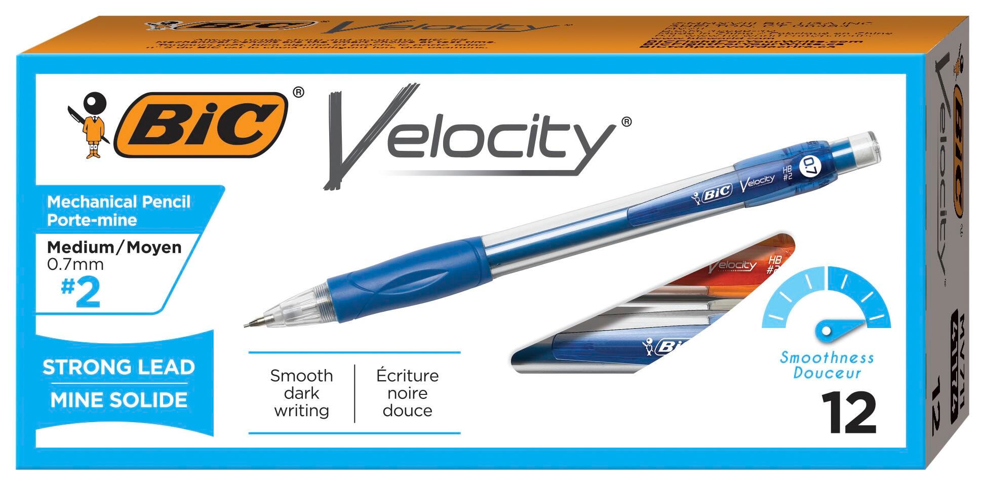 BIC Velocity Original Mechanical Pencils, 0.7mm, Blue, Pack of 12 087122