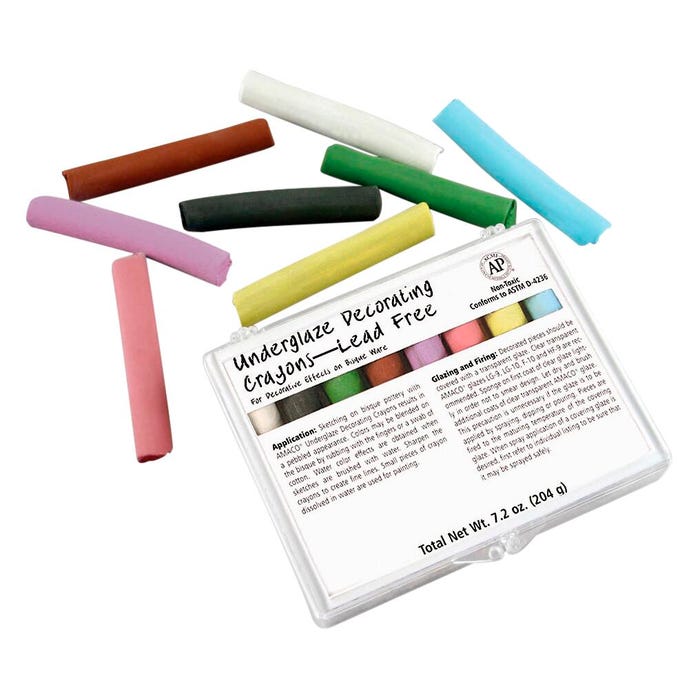 AMACO Underglaze Decorating Crayons Set A, Assorted Colors, Set of 8