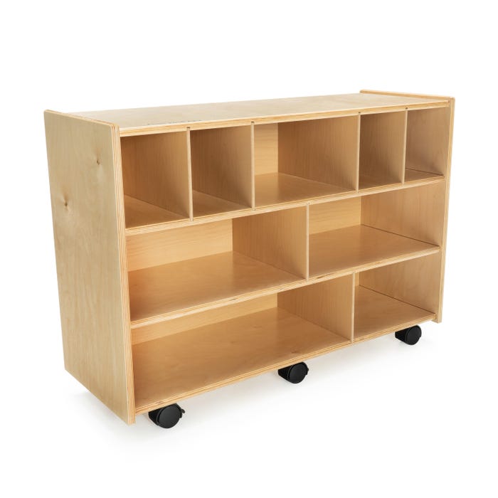 Childcraft Mobile Block Cabinet, Wooden, 35-3/4 x 13 x 25-3/8 Inches