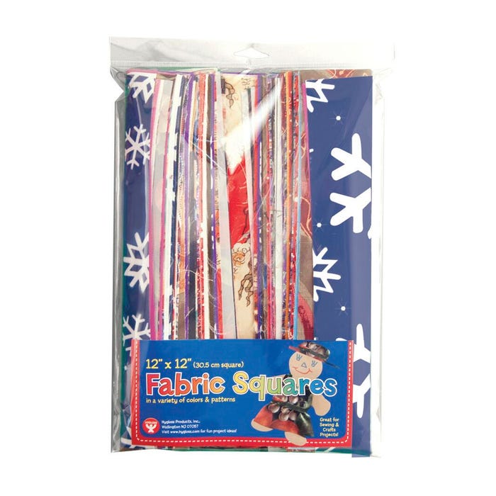 Hygloss Cotton Square Fabric Sheet, 12 x 12 Inches, Assorted Colors, Set of 36