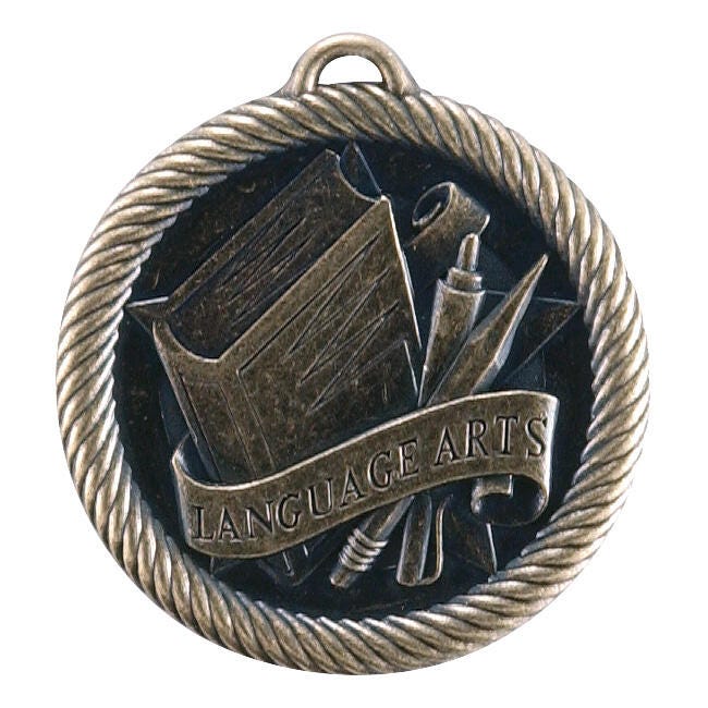 PDU CAT Multi-Level Dovetail/Language Arts Value Medal, 2 in, Solid Die Cast, Gold