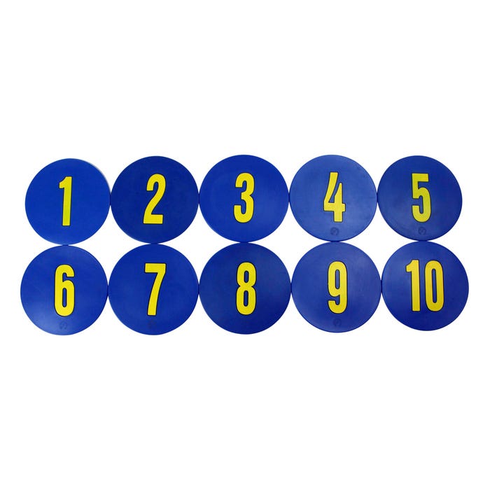 Poly Enterprises Numbered 1 to 10 Spots, 9 Inches, Poly Molded Vinyl, Blue, Set of 10