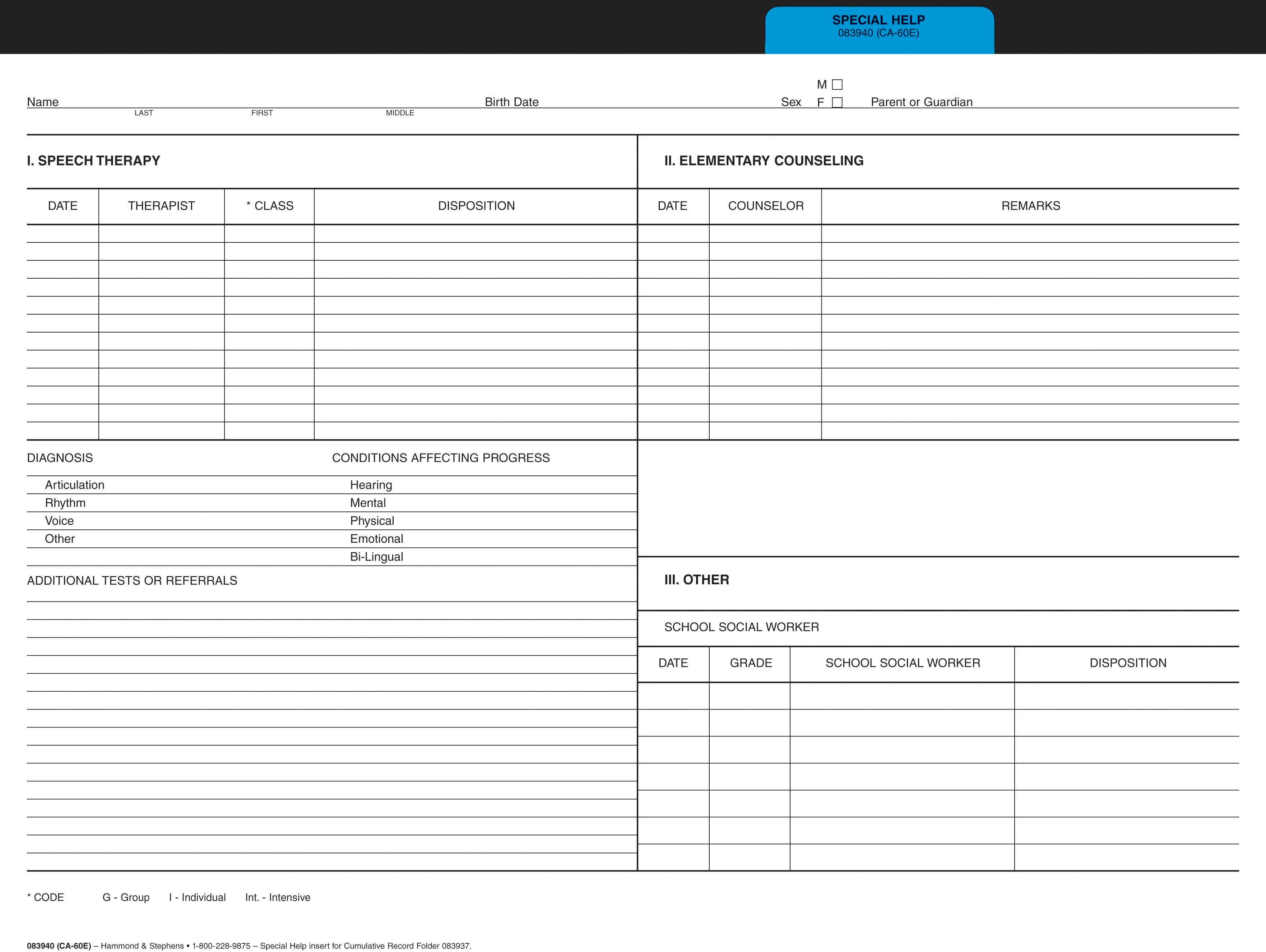 Cumulative Record Folders, Item Number 1485887