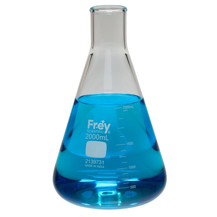 Frey Scientific Narrow Mouth Erlenmeyer Flask, 2000 mL