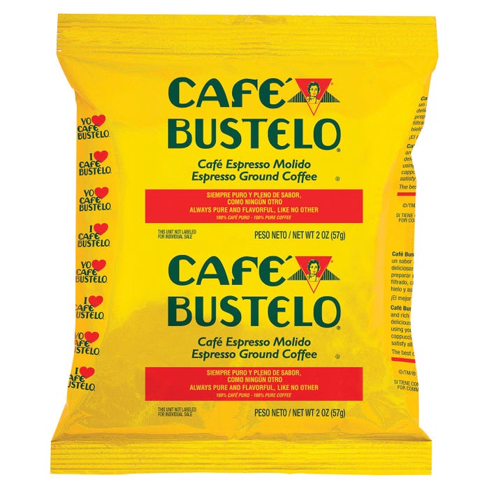 Folgers Cafe Bustelo Espresso Blend Coffee, 2 oz, Dark Brown, Carton of 30