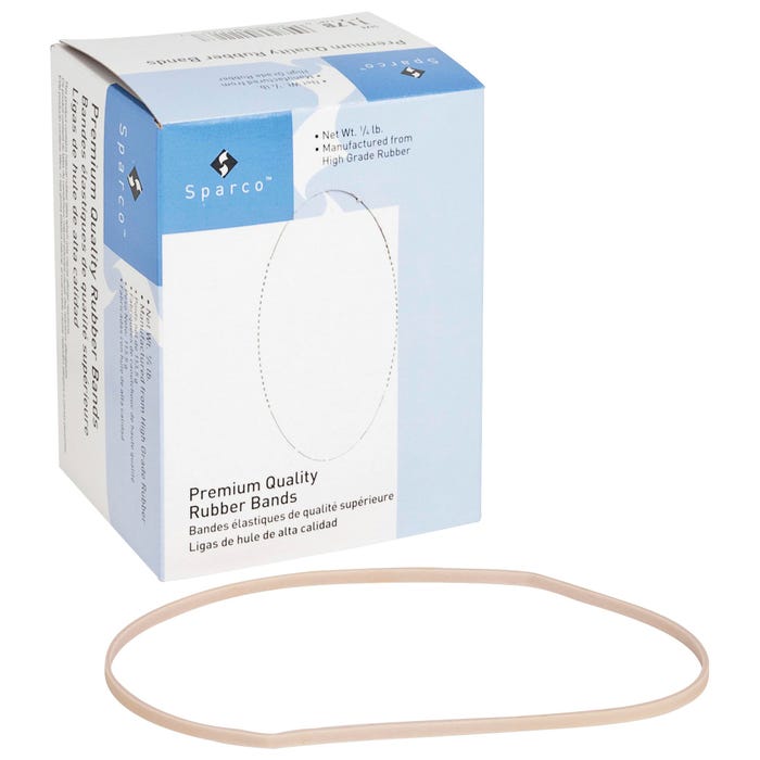 Business Source Rubber Bands, 7 Inches, Natural, 1 Bag
