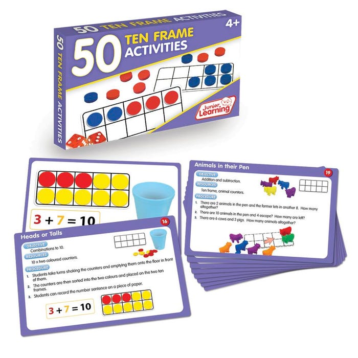 Junior Learning 50 Ten Frame Activities Learning Set