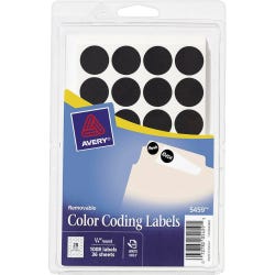 Avery Printable Color Coding Labels, 3/4 Inch Diameter, Black