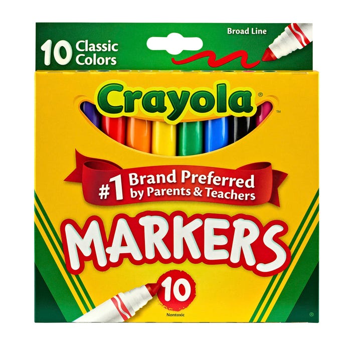 Crayola Markers, Broad Line, Assorted Classic Colors, Set of 10