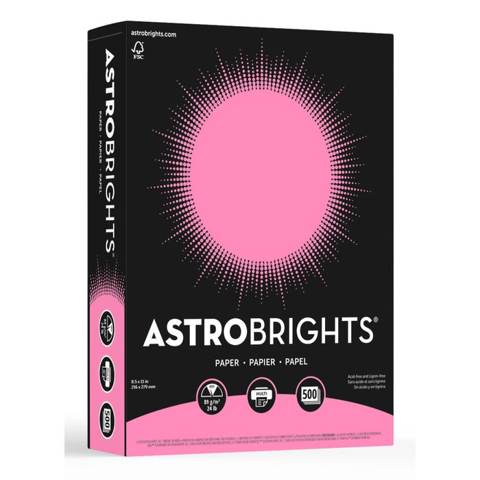 Astrobrights Premium Copy Paper, 8-1/2 x 11 Inches, 24 lbs, Pulsar Pink, 500 Sheets