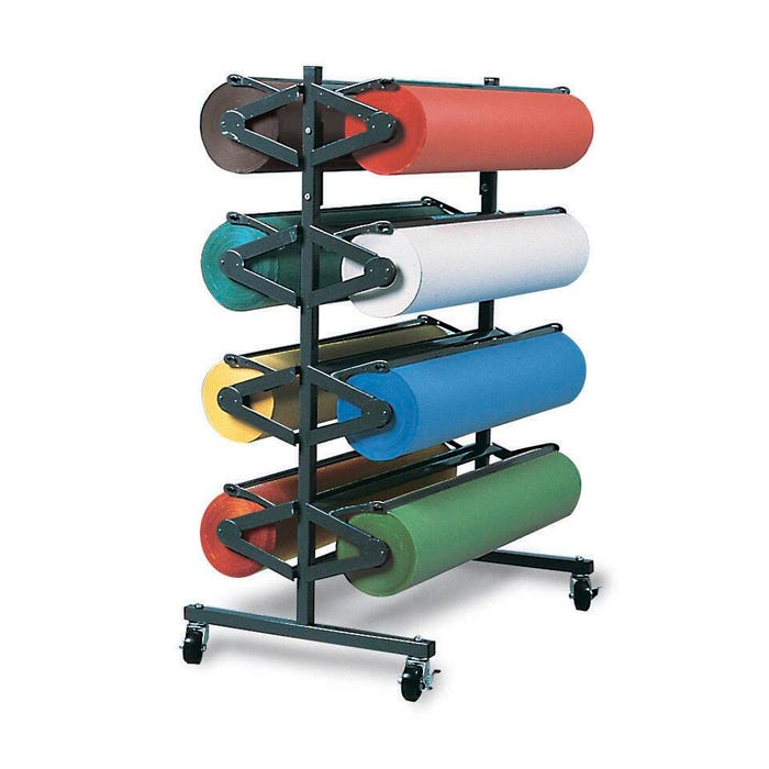 Pacon Mobile Horizontal Paper Cutter Rack with 8 ArtKraft Paper Rolls, 52 x 25 x 38 Inches