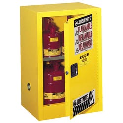 Justrite Sure-Grip EX Compact Flammables Storage Cabinet, 23-1/4 x 18 x 35 Inches, 12 Gallon, Yellow 601016