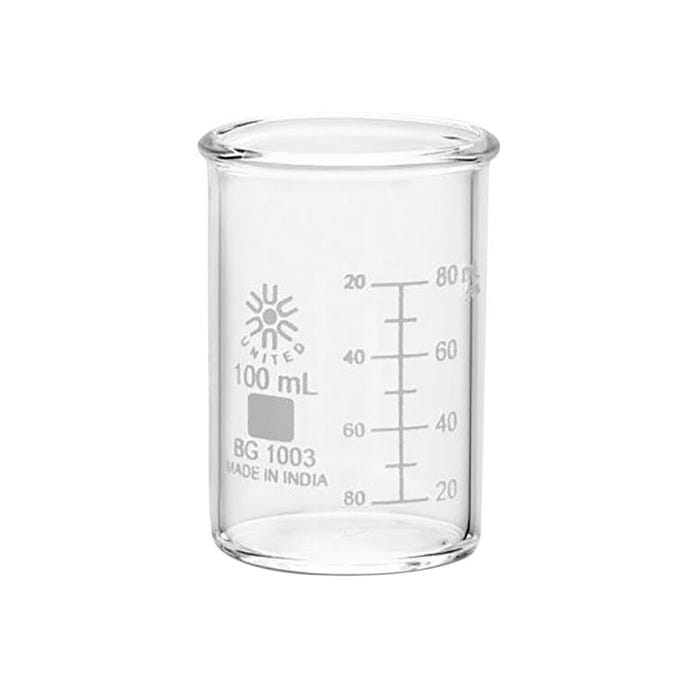United Scientific Heavy Duty Low Form Beakers, Borosilicate Glass, 100 Milliliters, Pack of 12