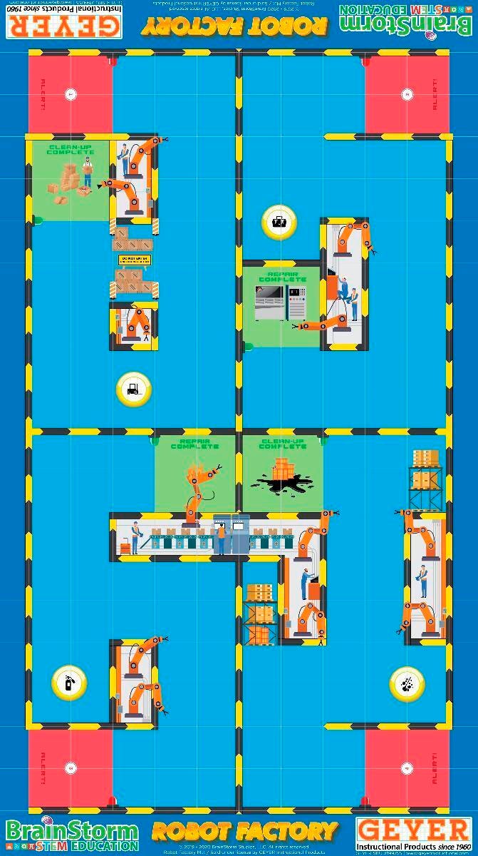 Geyer Instructional BrainStorm STEM Education Robotics Activity Mat: Robot Factory, 80 x 44-3/4 Inches 2132288