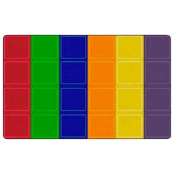 Childcraft Rainbow Squares Carpet, 8 x 12 Feet, Rectangle
