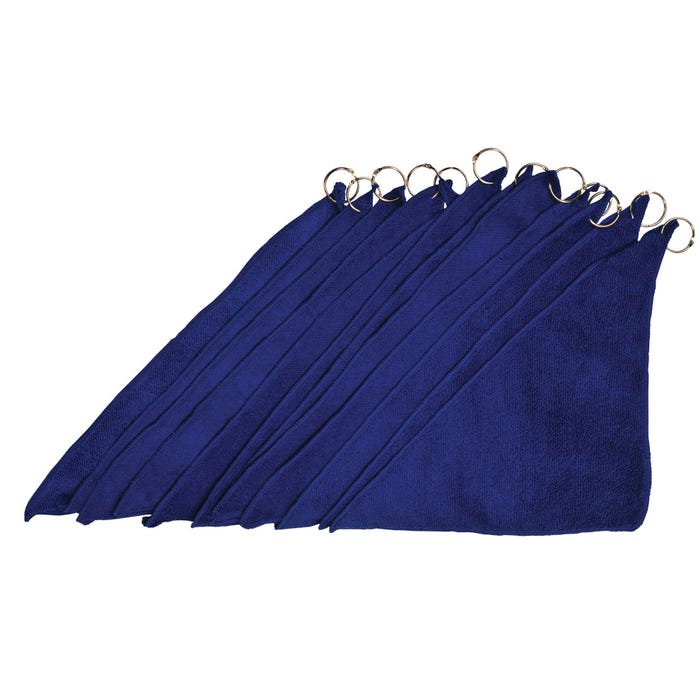 KleenSlate Dry Erase Microfiber Cleaning Cloths with Bookbinder Rings, Blue, Pack of 12