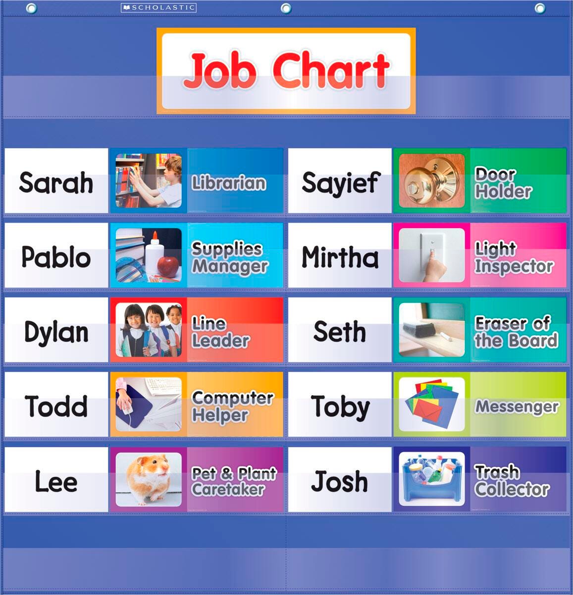 Scholastic Class Jobs Pocket Chart, Blue, Item Number 1538249