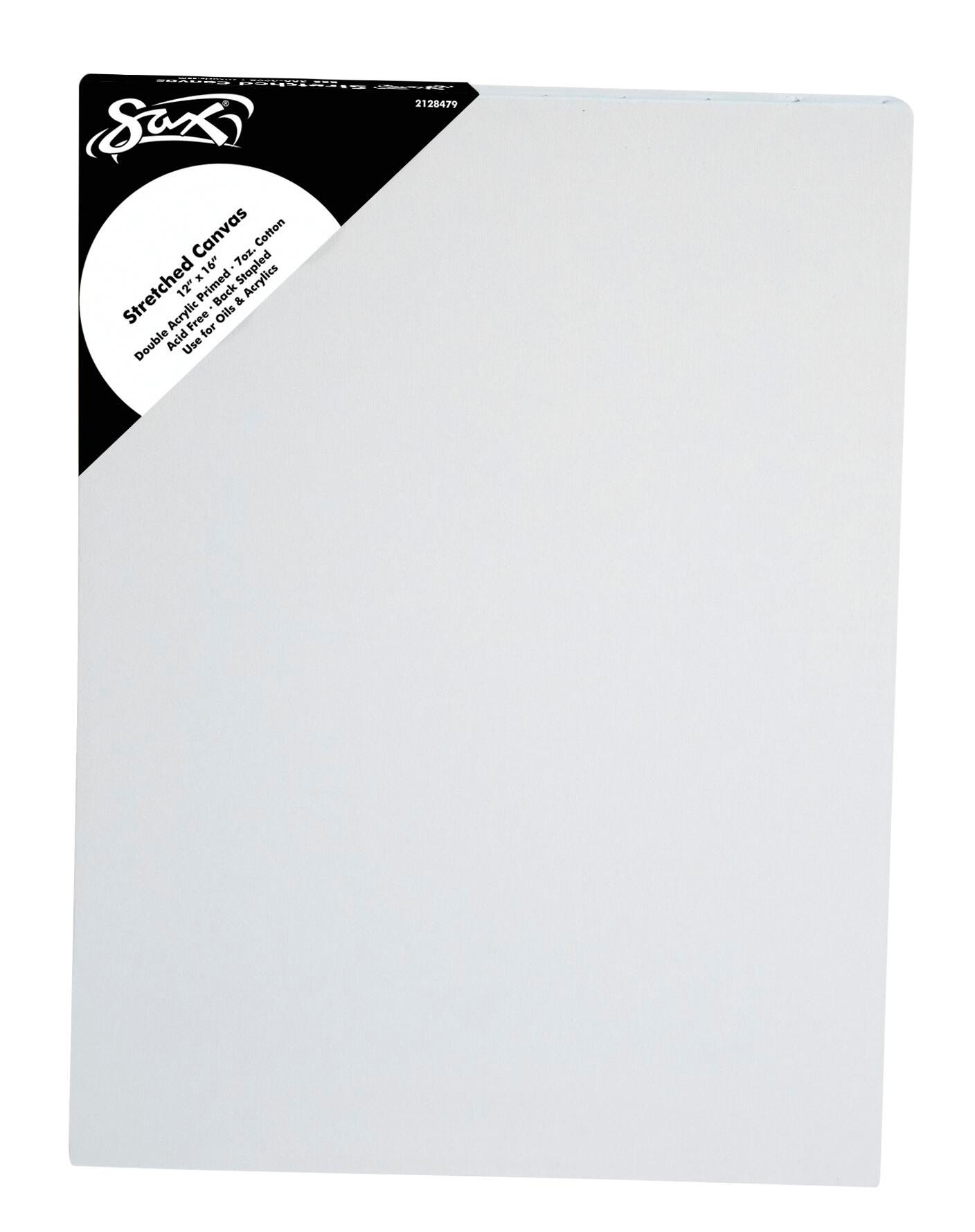 Sax Quality Stretched Canvas, Double Acrylic Primed, 12 x 16 Inches, White, 2128479