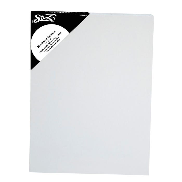 Sax Quality Stretched Canvas, Double Acrylic Primed, 12 x 16 Inches, White