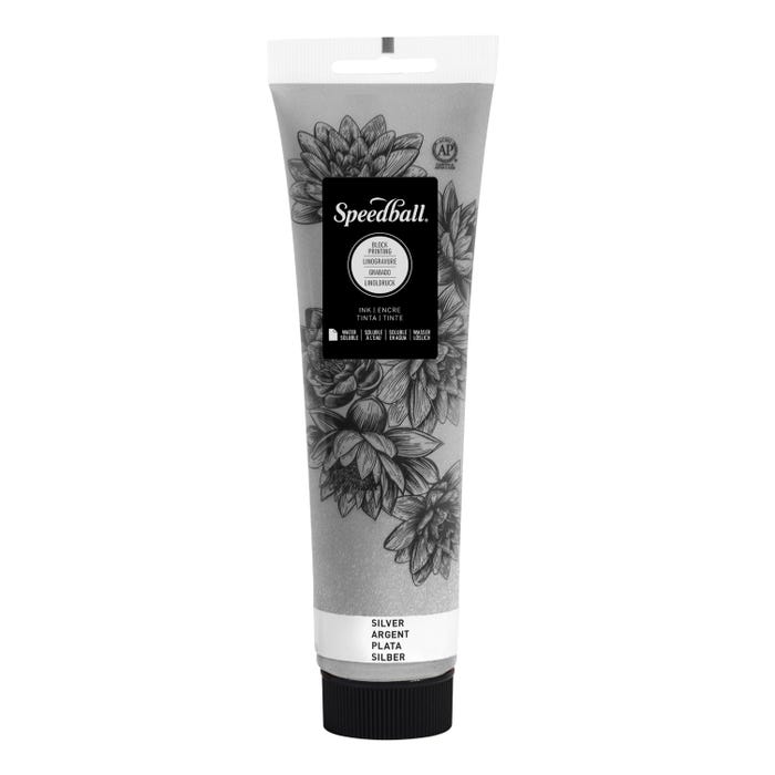 Speedball Water Soluble Block Printing Ink, Silver, 5 Ounces