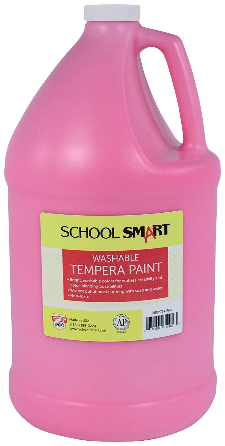 School Smart Washable Tempera Paint, Pink, 1 Gallon Bottle 2002764