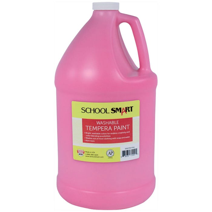 School Smart Washable Tempera Paint, Pink, 1 Gallon Bottle