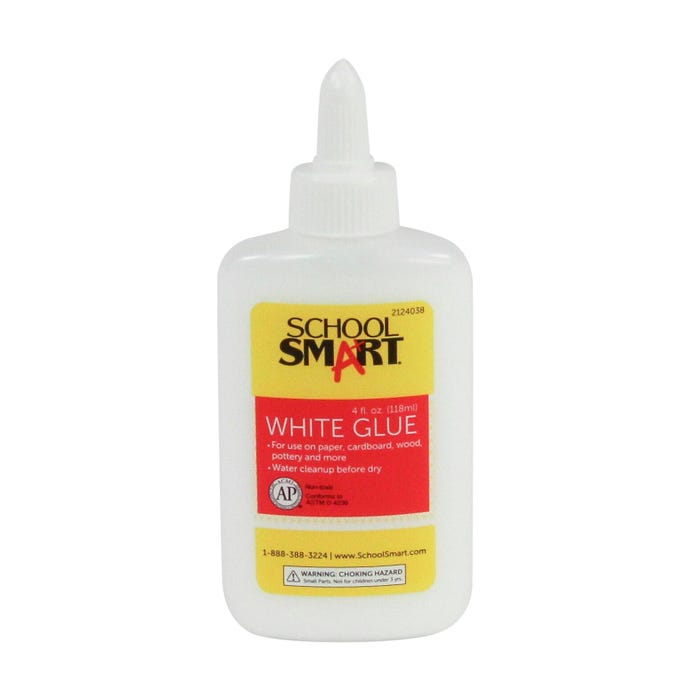 School Smart White School Glue, 4 Ounce Bottle, White
