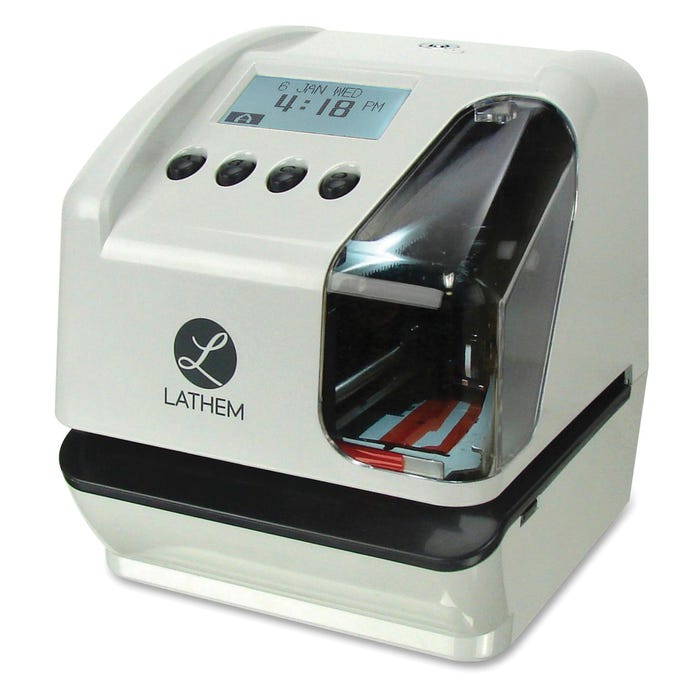 Lathem LT5000 Electronic Time and Date Stamp, Clear/Gray