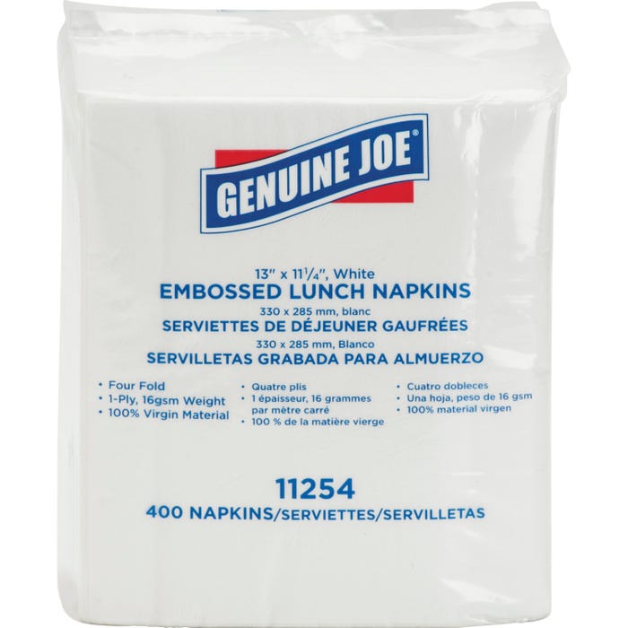 Genuine Joe Luncheon Napkins, 1-Ply, 13 x 11-1/4 Inches, Pack of 400 Sheets, WE