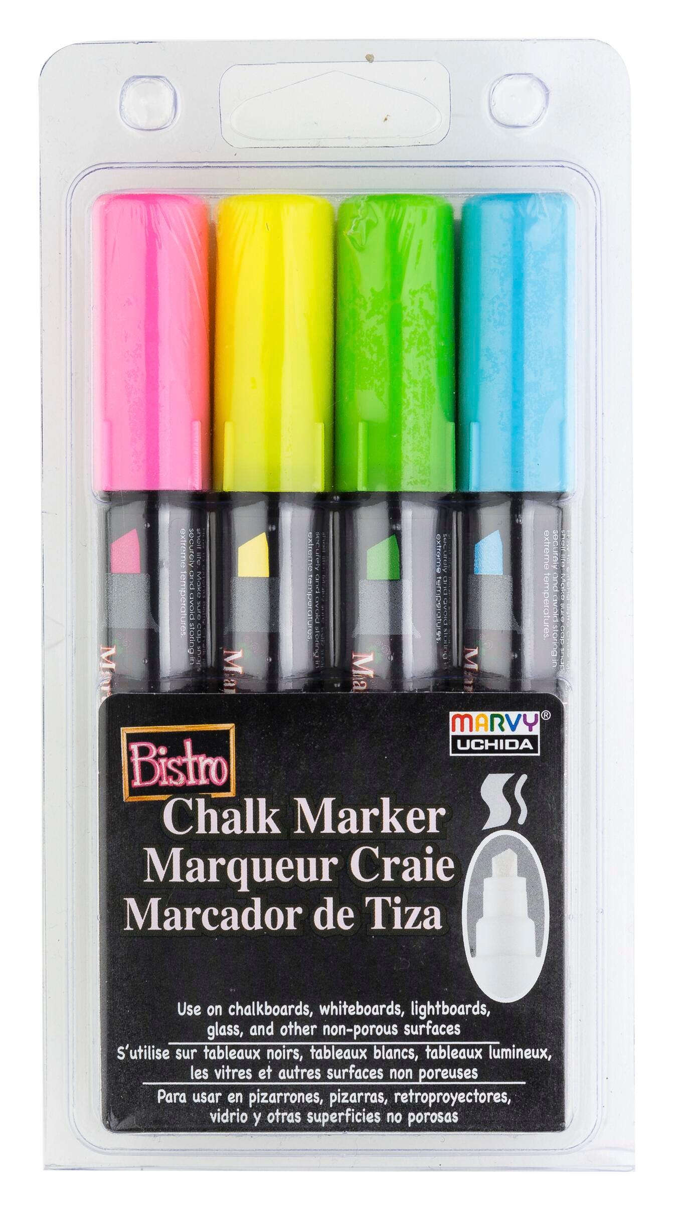 Marvy Bistro Chalk Marker Chisel Tip, Assorted Colors, Set of 4 2132106