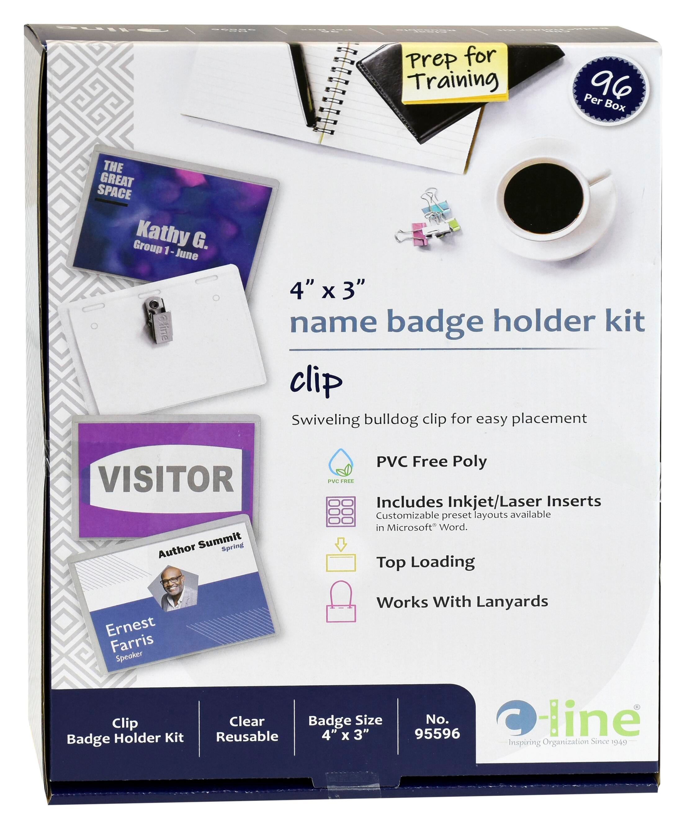 Image for C-Line Clip Name Badge Holder with Inserts, 3 x 4 Inches, Clear, Pack of 96 from School Specialty